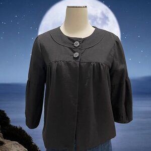 Bay Studio Career Blk M 3/4 Sleeve Jacket Embellished Buttons Light Elegant Work
